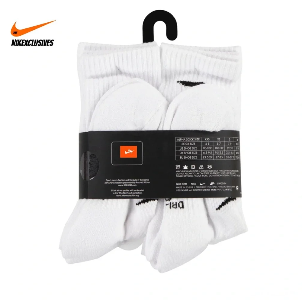 Nike DRI-FIT 3BRAND Performance Training Cushioned crew Socks 6 Pair Pack